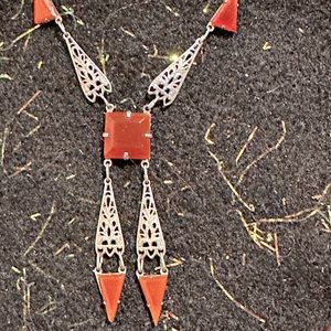 Vintage filigree and orange stones 15” long